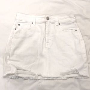 American Eagle Hi-Rise Mini White Jean Skirt